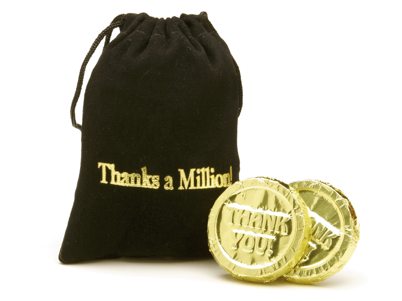 10-pc "Thanks a million" Velvet bag(Case of 50 Bars) - Click Image to Close