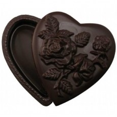 Chocolate Heart Box XL with Rose Lid - Click Image to Close