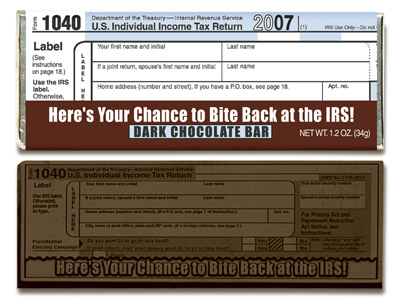 IRS 1040 Dark Chocolate 2007(Case of 50 Bars) - Click Image to Close