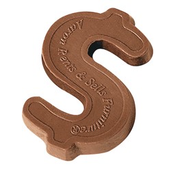 1 oz. Custom Chocolate Dollar Sign Cutout - Click Image to Close
