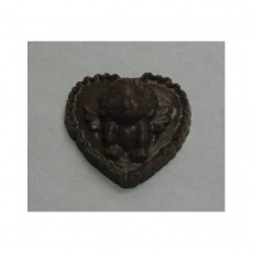 Chocolate Heart Medium with Kissing Cupid - Click Image to Close